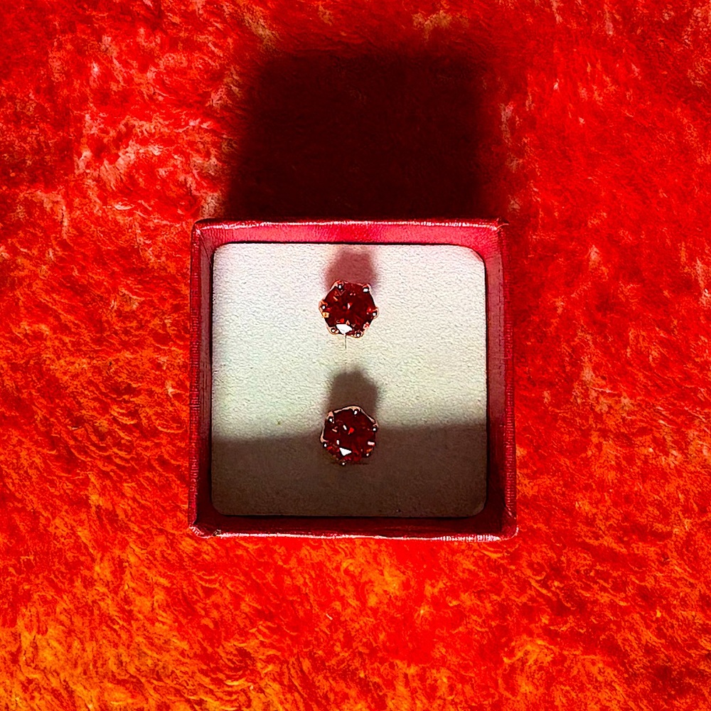 Beautiful Red Moissanite Stud Diamond Earrings